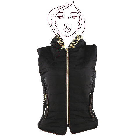 chaleco mujer negro chaleco para mujer en color negro con cierre y gorro